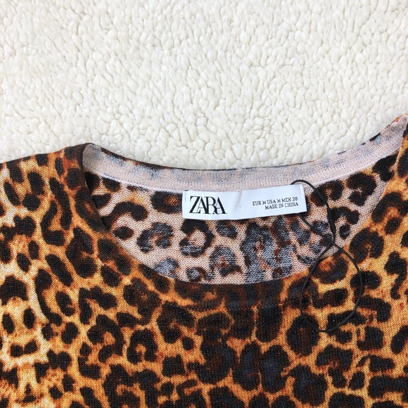 New! Zara leopard print crop light knit sweater. M - Picture 3 of 6